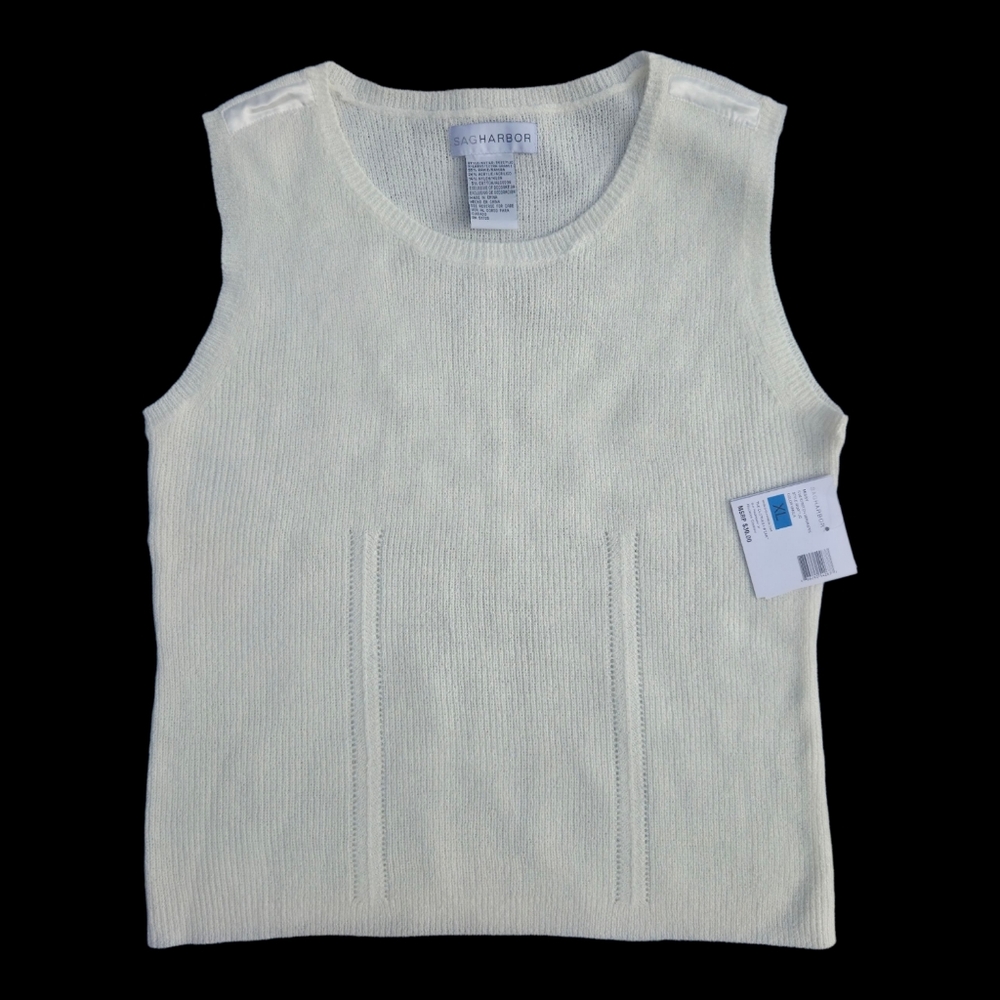 SagHarbor Size XL, White Sleeveless Top, Soft, Stretchy